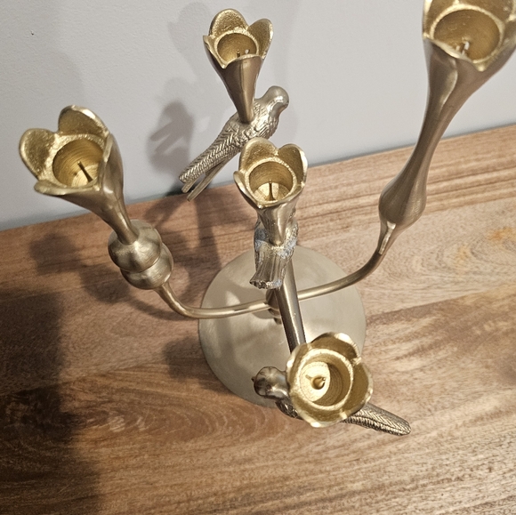 Anthropolaogie Marizia Sparrow Large Candle Holder Gold Birds Floral Nature. NEW - Picture 6 of 8